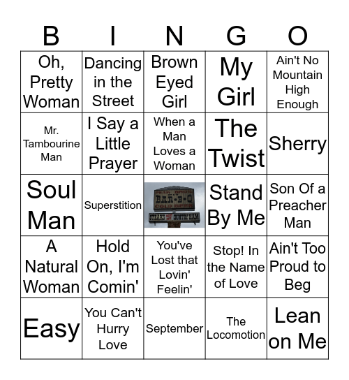 60's/Motown Bingo Card