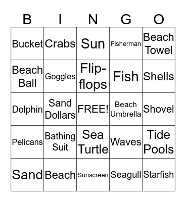 Beach Bingo!!!! Bingo Card