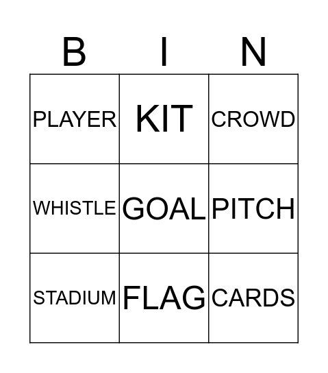 FOOTBALL BINGO Card