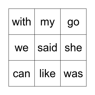 Second Grade Sight Words Bingo Card
