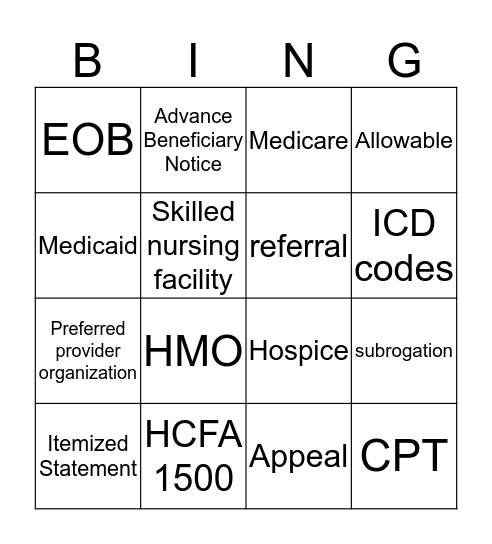 JCMH BINGO Card