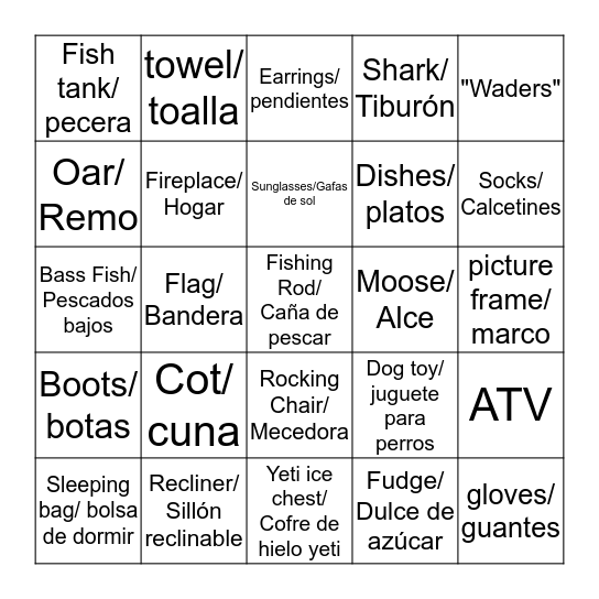 Bass Pro Shop Bingo Card