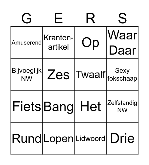 = Nederlands = Bingo Card