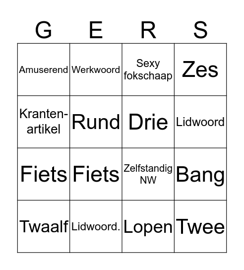 = Nederlands = Bingo Card