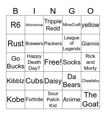 Bingo Wolverine Pack Bingo Card