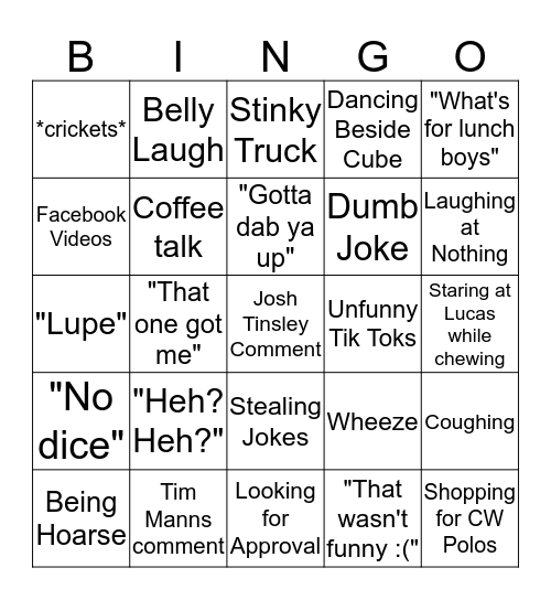 Peyton Bingo Card