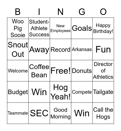 February Department Meeting Bingo Card