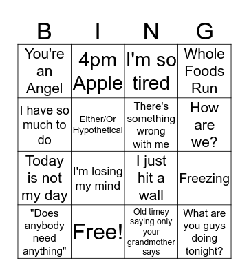 Sammy G Bingo Card