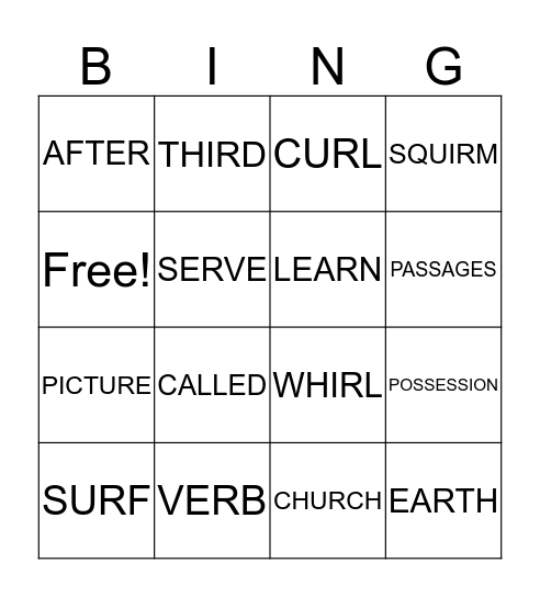 SPELLING WORDS Bingo Card