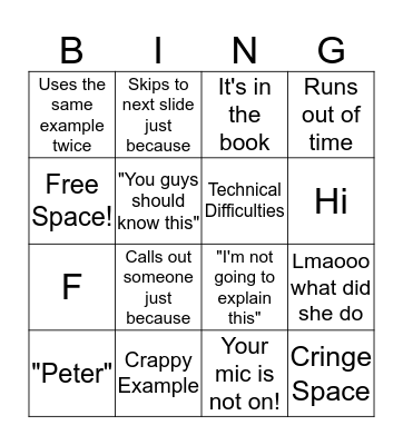 PSYC 250 Bingo Card