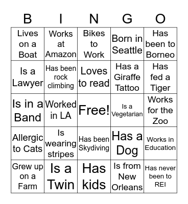 Ice Breaker Bingo Card