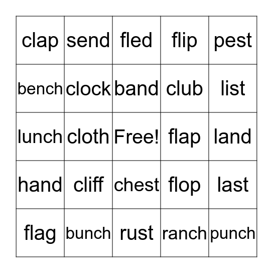Blends Bingo Card