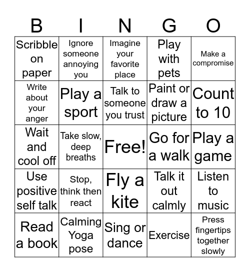 Coping Strategies BINGO Card