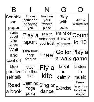 Coping Strategies BINGO Card