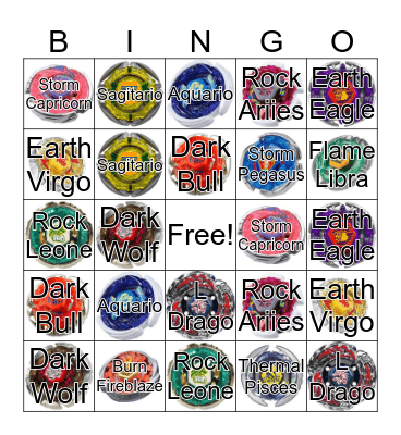 Beyblade Bingo Card