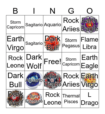 Beyblade Bingo Card