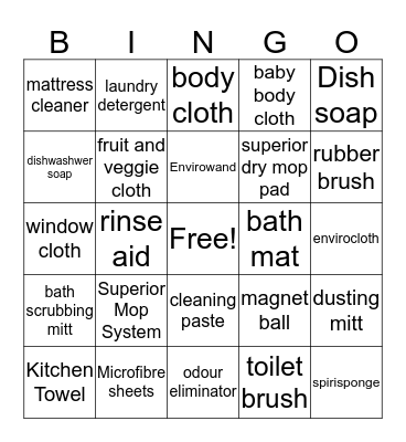 Norwex Bingo Card