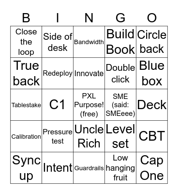 Capital One Buzzword Bingo Card