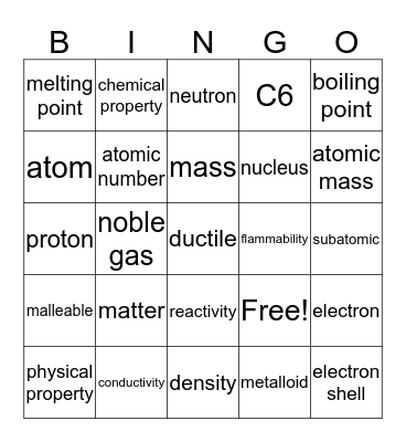 Science Bingo Card