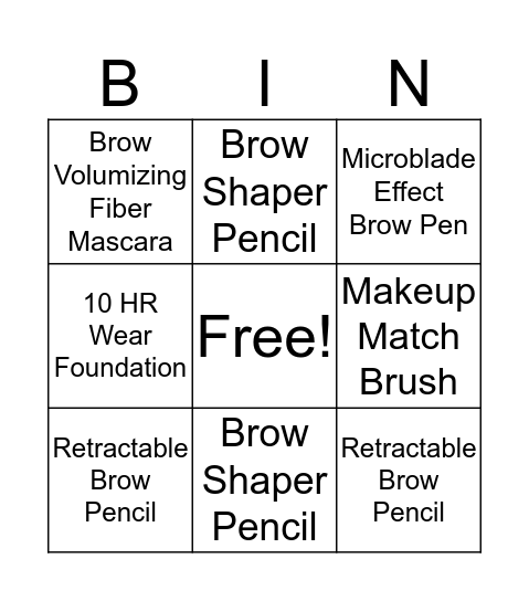 Big Brow Energy Bingo Card