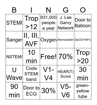 Heart Attack! Bingo Card