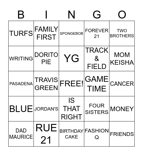 MOULTRIC SWEET 16 Bingo Card