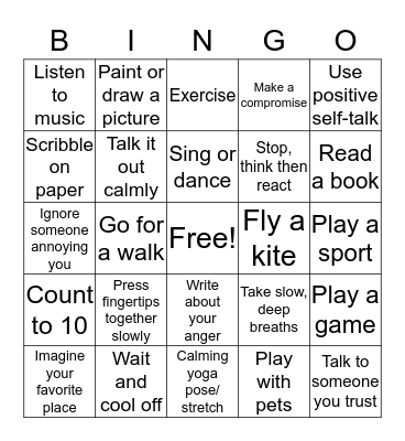 Coping Strategies BINGO Card