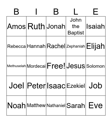 Bible Bingo Card