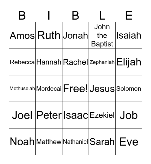 Bible Bingo Card