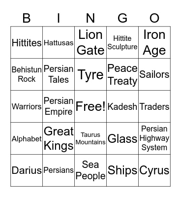 Hittites, Persians, Phoenicians Bingo Card