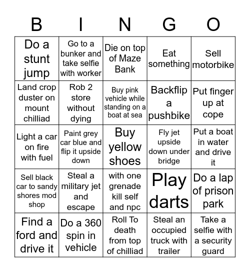 GTA BINGO Card