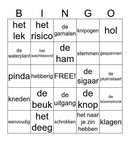 Eenheid 9; geheim Bingo Card