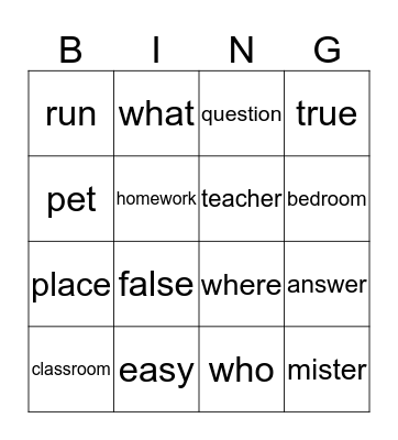 Untitled Bingo Card