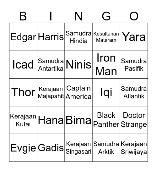 INI BINGO GADIS. Bingo Card