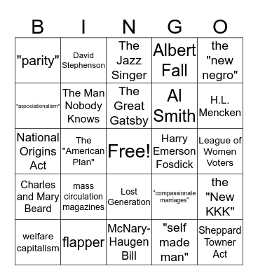 "The New Era" Bingo Card