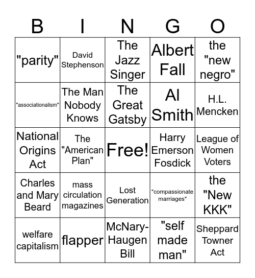 "The New Era" Bingo Card