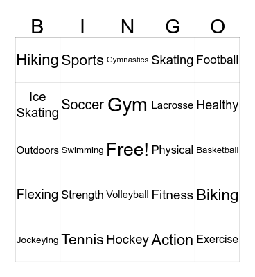Physical Health Bingo Card