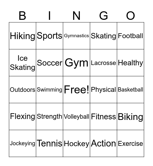Physical Health Bingo Card