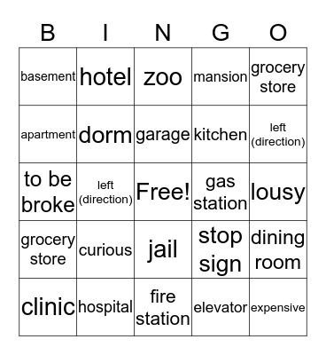 ASL Unit 9 Bingo Card