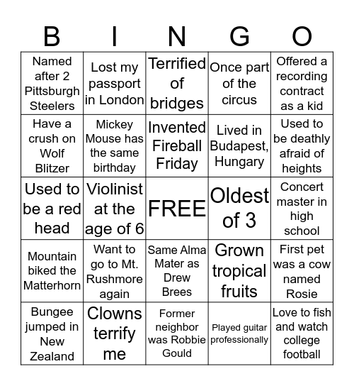 Get To Know The First Nation Group Team Bingo Card