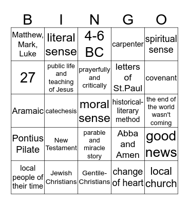 Ch.1 Historical Jesus (A) Bingo Card