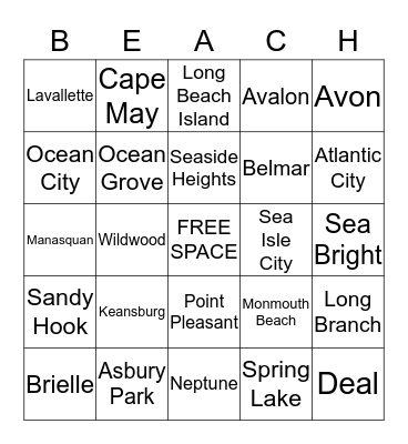 Shore Towns Bingo Card