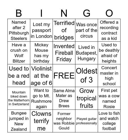 Get To Know The First Nation Group Team Bingo Card