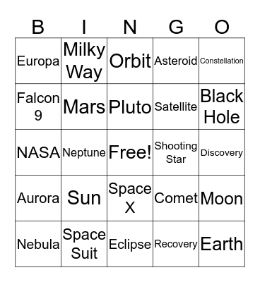 Cosmic Bingo Card