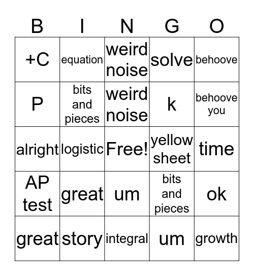 Veenstra Bingo Card