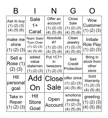 Jensen Jewelers Bingo Card