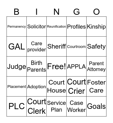 Courtroom  Bingo Card