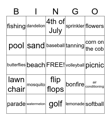 SUMMER BINGO Card