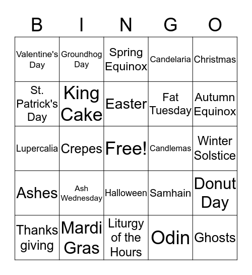 Religious Roots! Bingo Card