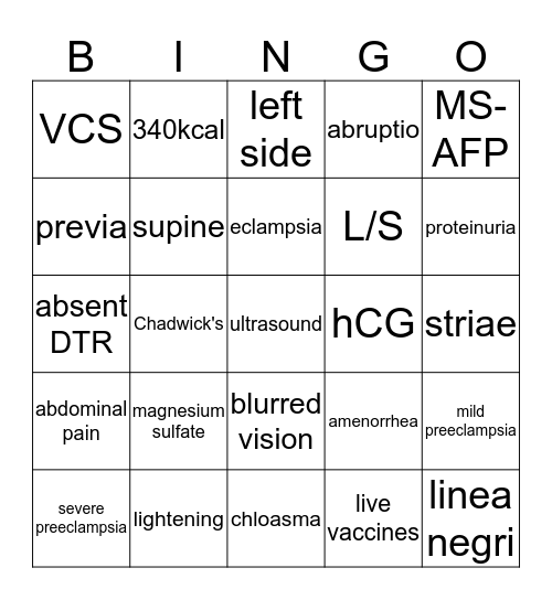 Chapters 4 & 5  Bingo Card